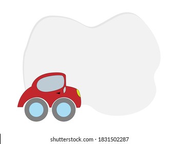 Children's frame for text with a drawn cartoon car. Vector frame for kindergarten, elementary school, album. Cartoon transport