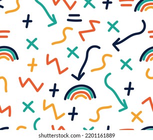 children's full color scribble pattern seamless design