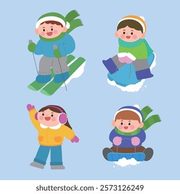 Children's fun and happy winter activities