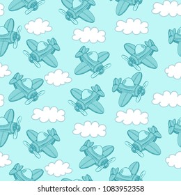 Children's funny pattern with airplanes