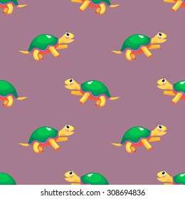 Children's funny vector seamless pattern with turtles 