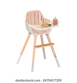 Children's furniture. Ideal for newborns. Baby chair for feeding in pink and blue color. Flat vector children's chair for the kitchen