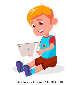 Children's Gadget Dependence Vector. Internet Addiction. Watching Video, Playing Game. Modern Technologies. Isolated Cartoon Illustration