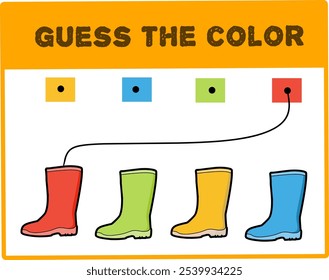 children's game, guessing the color of the shoes according to the existing colors