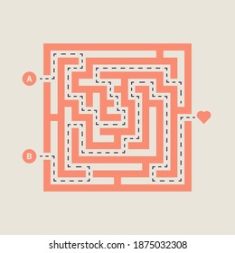 Children's game maze. Labyrinth in the shape of a square. Vector