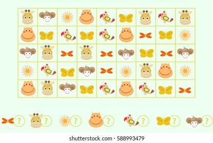 children's game a puzzle Count animals vector illustration