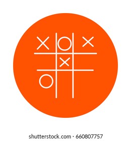 Children's game - Tic-tac-toe, vector monochrome round line icon for your website or booklet, flat style