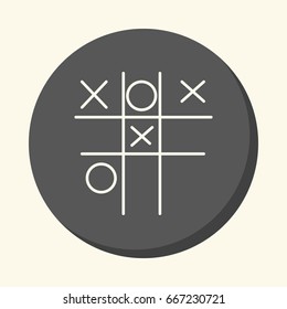 Children's game Tic-Tac-Toe, vector round icon with the illusion of volume, simple color change