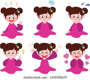Children's girl facial expression pattern