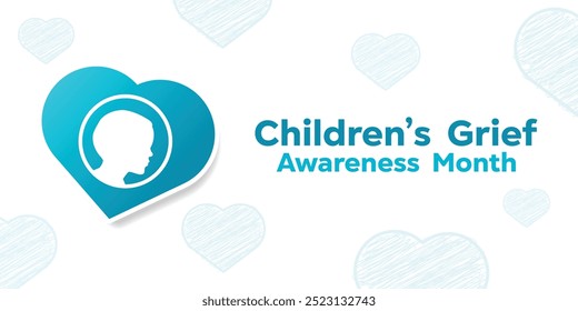 Childrens Grief Awareness Month. Children and heart. Great for cards, banners, posters, social media and more. White background.