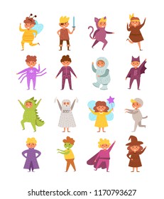 Children's Halloween costumes Set/ Collection Vector. Cartoon. Isolated art on white background. Flat