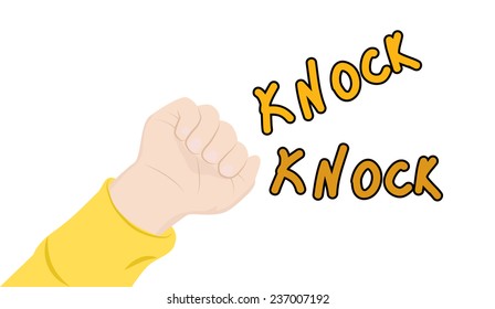 Children's hand in a gesture of knock knock, vector illustration