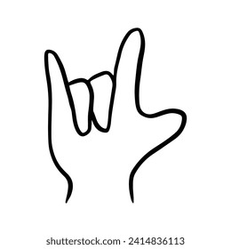 Children's hand gestures in doodle style isolated. Hand drawn human hands expressing various signs and symbols with fingers 
