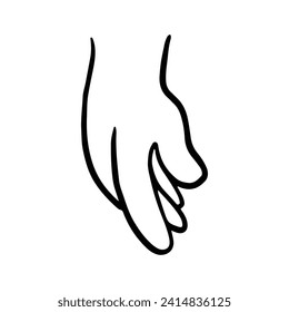 Los gestos de la mano de los niños en forma de doodle aislados. Manos trazadas por la mano que expresan diversos signos y símbolos con los dedos 