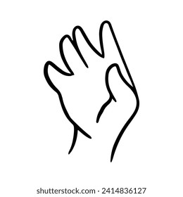 Children's hand gestures in doodle style isolated. Hand drawn human hands expressing various signs and symbols with fingers 