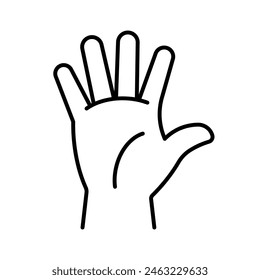 Children's hand, line icon. Open palm, fingers, gesture. Linear illustration, outline vector, editable strokes