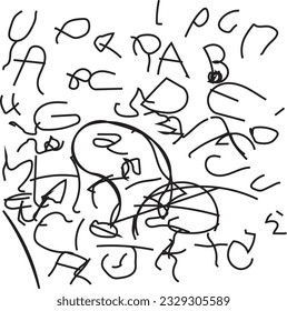 The Children's handwriting illustration vector