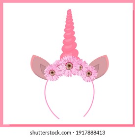Children's hat unicorn. HORN unicorn hair ornament. Vector illustration.
