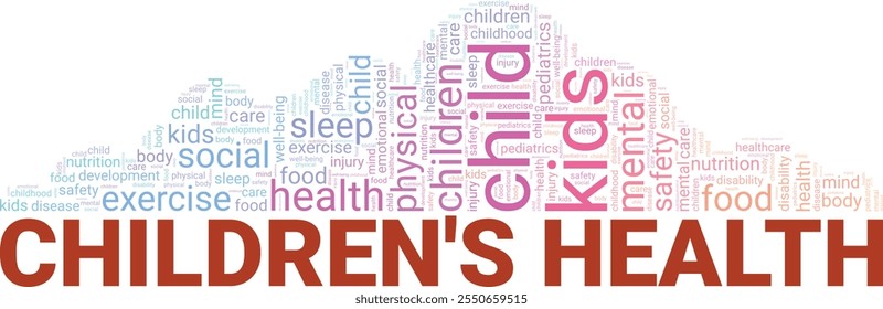 Children's Health word cloud conceptual design isolated on white background.