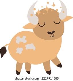 Children's horoscope icon. Children's zodiac. Zodiac sign Taurus illustration. Astrological horoscope symbol character for kids. Vector illustration isolated on a white background.