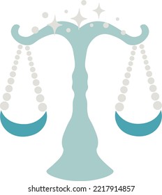  Children's horoscope icon. Children's zodiac. Zodiac sign Libra illustration. Astrological horoscope symbol character for kids. Vector illustration isolated on a white background.
