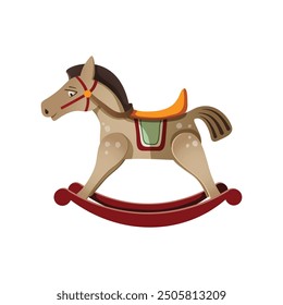 Children's Horse Toy Vector Illustration with white Background