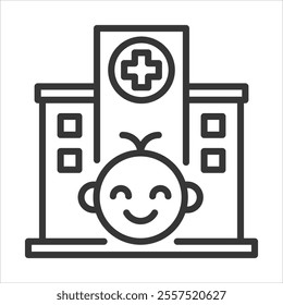 Childrens Hospitals Outline Icon Vector Illustration