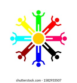 Children's icons love to play in circles in a simple hand-vector design. This illustration can also represent diversity of employees, executives or staff meetings, collaborative workers united, eps10