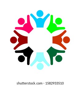 Children's icons love to play in circles in a simple hand-vector design. This illustration can also represent diversity of employees, executives or staff meetings, collaborative workers united, eps10