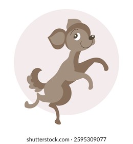 Children's illustration of animals, cute dancing puppy dog . Print for children, children's textiles, kids bedroom decor, postcard