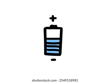 A children's illustration of a battery with positive and negative terminals.

