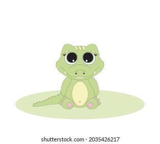 children's illustration with a cartoon crocodile,alligator