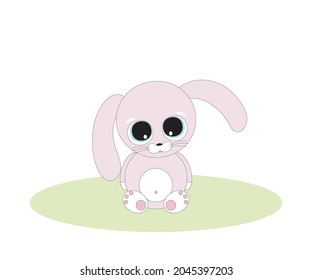 children's illustration with a cartoon hare or rabbit