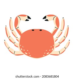  Childrens illustration of crab isolated on white background. Hand-drawn crab in cartoon style.