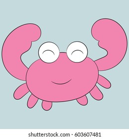 Children's illustration with a cute crab. Best Choice for cards, invitations, prints or baby shower albums, backgrounds, arts and scrapbooks. 