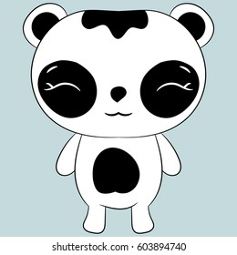 Children's illustration with a cute panda. Best Choice for cards, invitations, prints or baby shower albums, backgrounds, arts and scrapbooks. 

