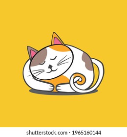 Childrens illustration cute sleeping cat