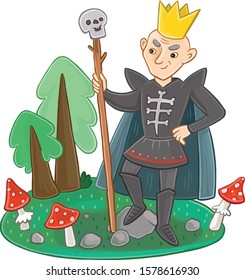 children's illustration evil sorcerer character from a Russian fairy tale