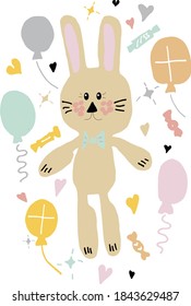 Children's illustration with a festive rabbit