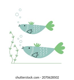 children's illustration fish underwater world