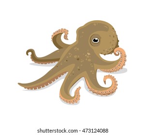 children's illustration of a funny octopus on a white background. vector drawing