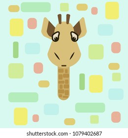children's illustration, giraffe on an abstract background