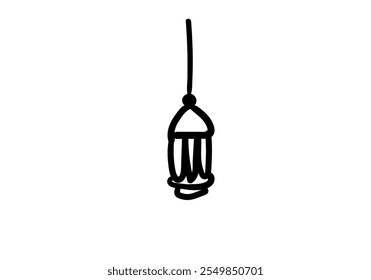 A children's illustration of a lantern hanging with a string.

