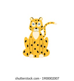 ilustración infantil, leopardo sobre fondo blanco