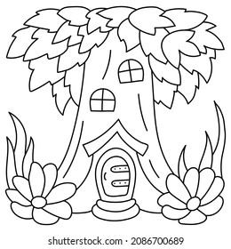 childrens illustration linear coloring house