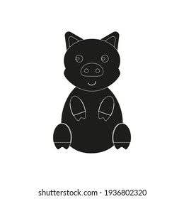 children's illustration of little pig on white background