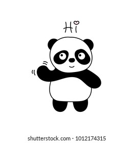 Children's illustration with panda. Best Choice for cards, invitations, printing, party packs, blog backgrounds, paper craft, party invitations, digital scrapbooking.