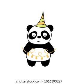 Children's illustration with panda. Best Choice for cards, invitations, printing, party packs, blog backgrounds, paper craft, party invitations, digital scrapbooking.