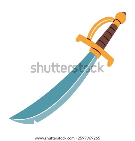 Children's illustration in simple vector style. Pirate sword on white background  