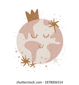 Children's illustration. soap space bodies, stars, moon, sun for printing on a poster, sticker or other design in the interior. vector